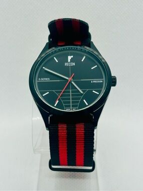 RECON S.Series Black Dial Red Stripe NATO Strap Watch NEW w/ Box